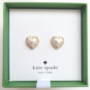 Kate Spade New York My Love Pave Pearl Heart Halo Stud Earrings Cream Gold New